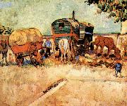 Vincent Van Gogh Encampment of Gypsies with Caravan Sweden oil painting reproduction